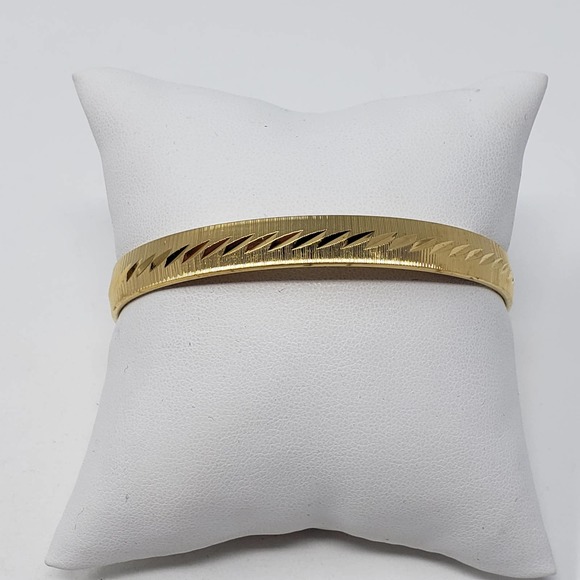 Monet Brushed Gold Tone Etched Bangle Bracelet